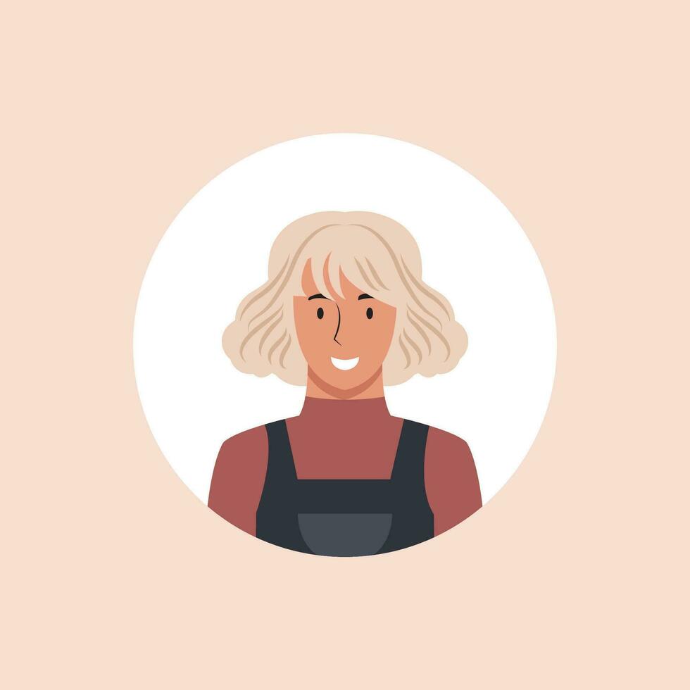 profil image de femme avatar pour social réseaux avec moitié cercle. mode vecteur. brillant vecteur illustration dans branché style.