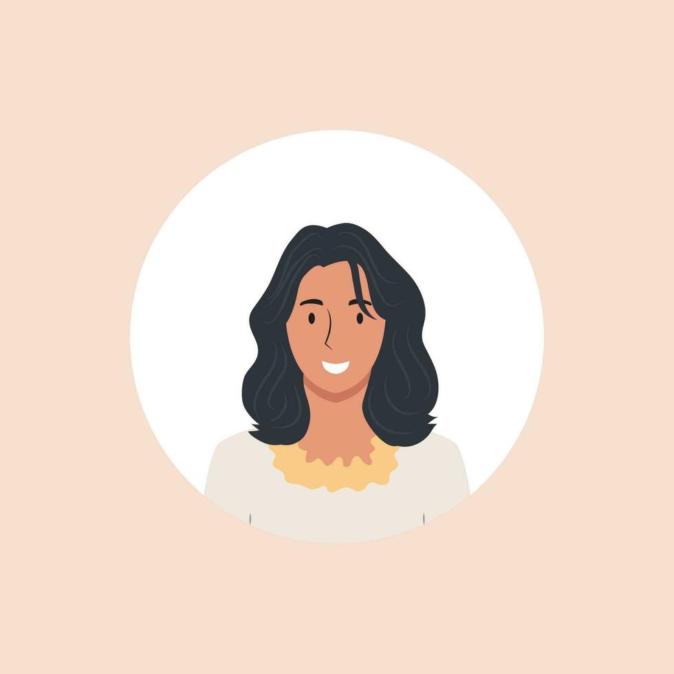 profil image de femme avatar pour social réseaux avec moitié cercle. mode vecteur. brillant vecteur illustration dans branché style.