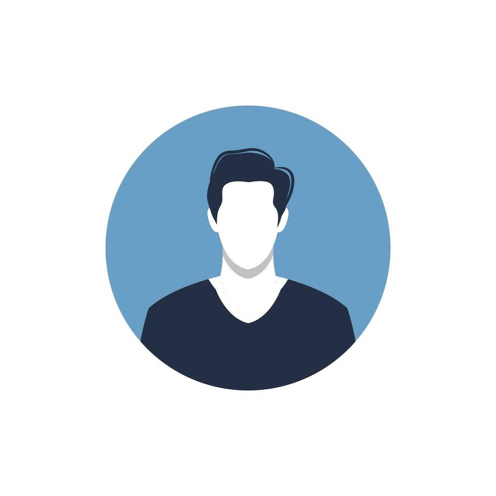 rond profil image de homme avatar pour social réseaux. mode, beauté, bleu et noir. brillant vecteur illustration dans branché style.
