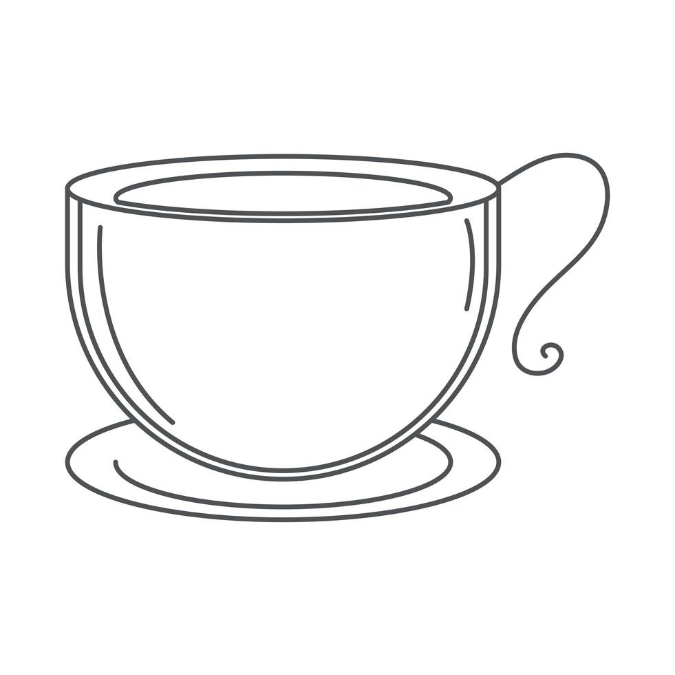 thé tasse à thé boisson sur le style de l'icône de la ligne soucoupe vecteur