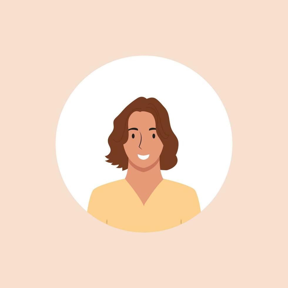 profil image de femme avatar pour social réseaux avec moitié cercle. mode vecteur. brillant vecteur illustration dans branché style.