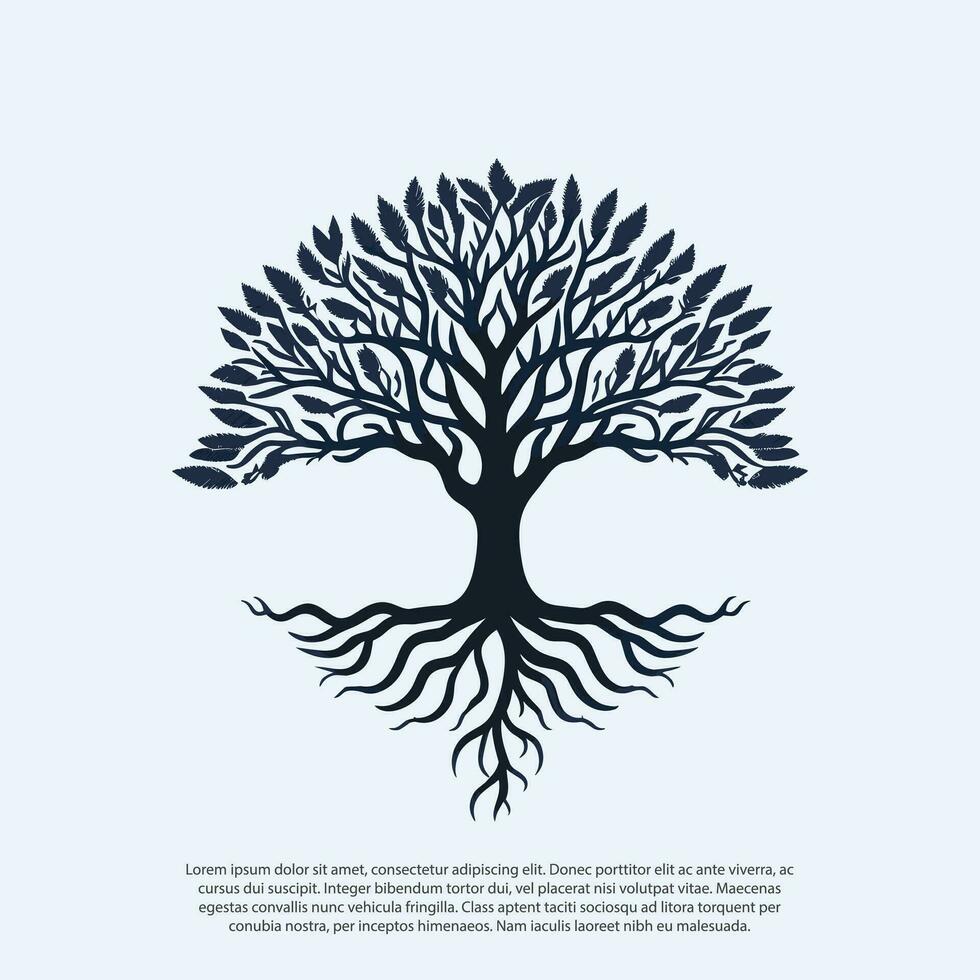 vecteur noir arbre de vivre icône sur blanc arrière-plan, arbre avec racine, Créatif vecteur graphique silhouette de feuille arbre, sottise, chêne