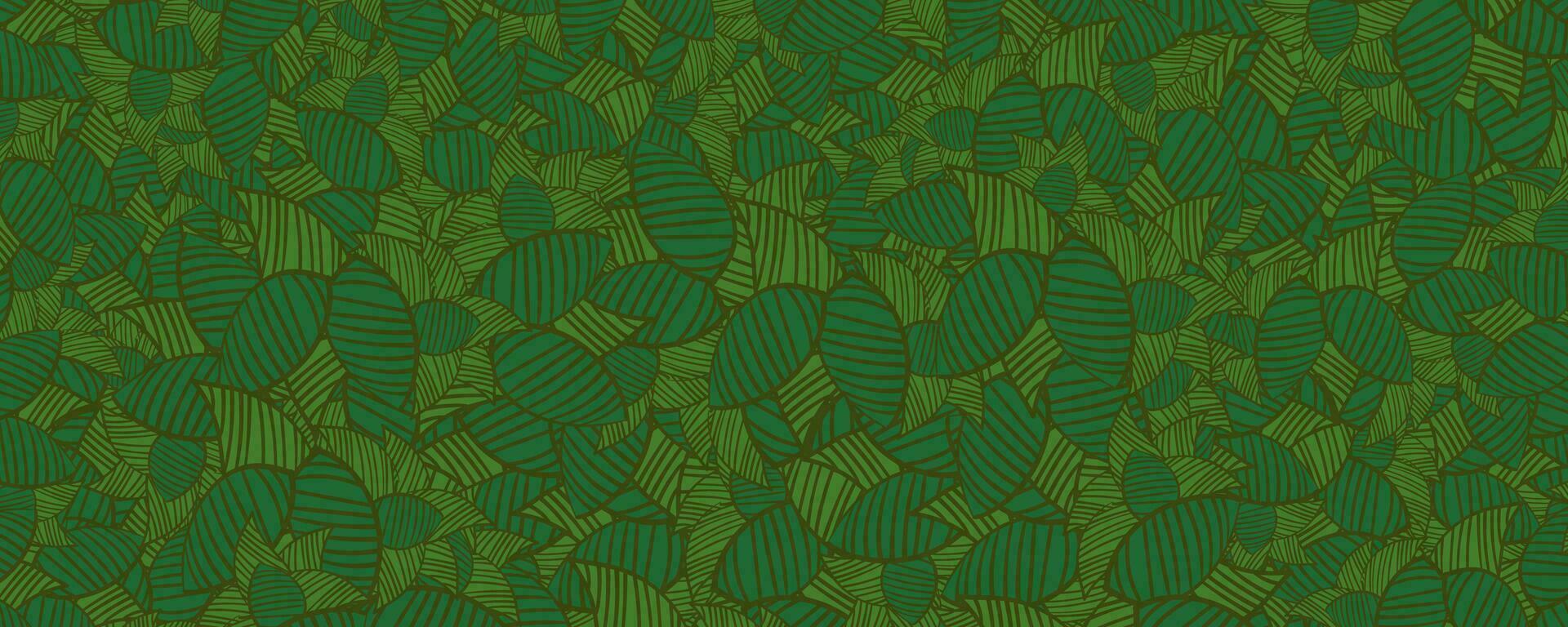 vert feuilles sur une foncé vert Contexte vecteur main dessiner.