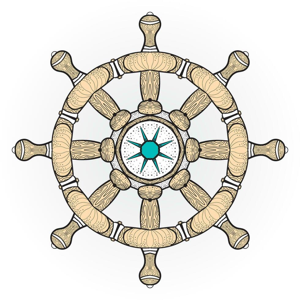 bois art pilotage roue de le bateau. vecteur illustration