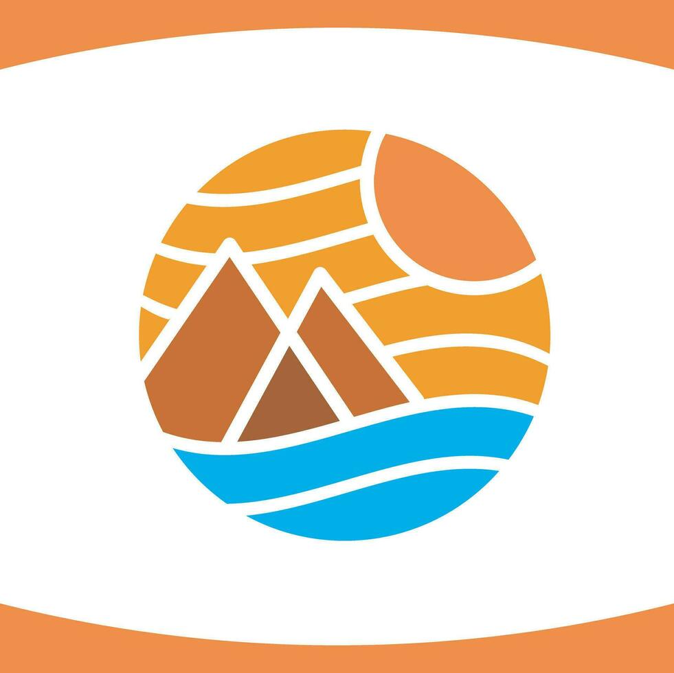 mer Soleil Montagne ligne abstrait moderne logo vecteur