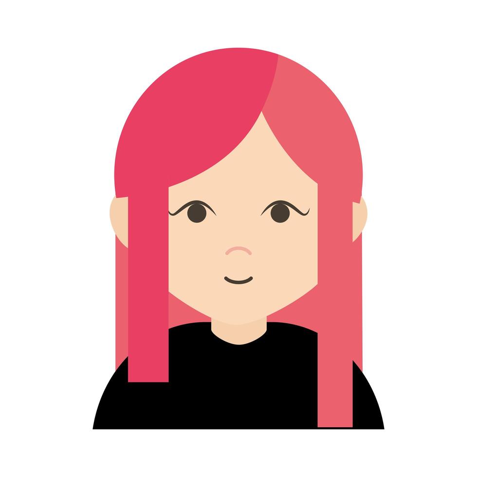 icône plate femelle de portrait de personnage de dessin animé de fille mignonne vecteur