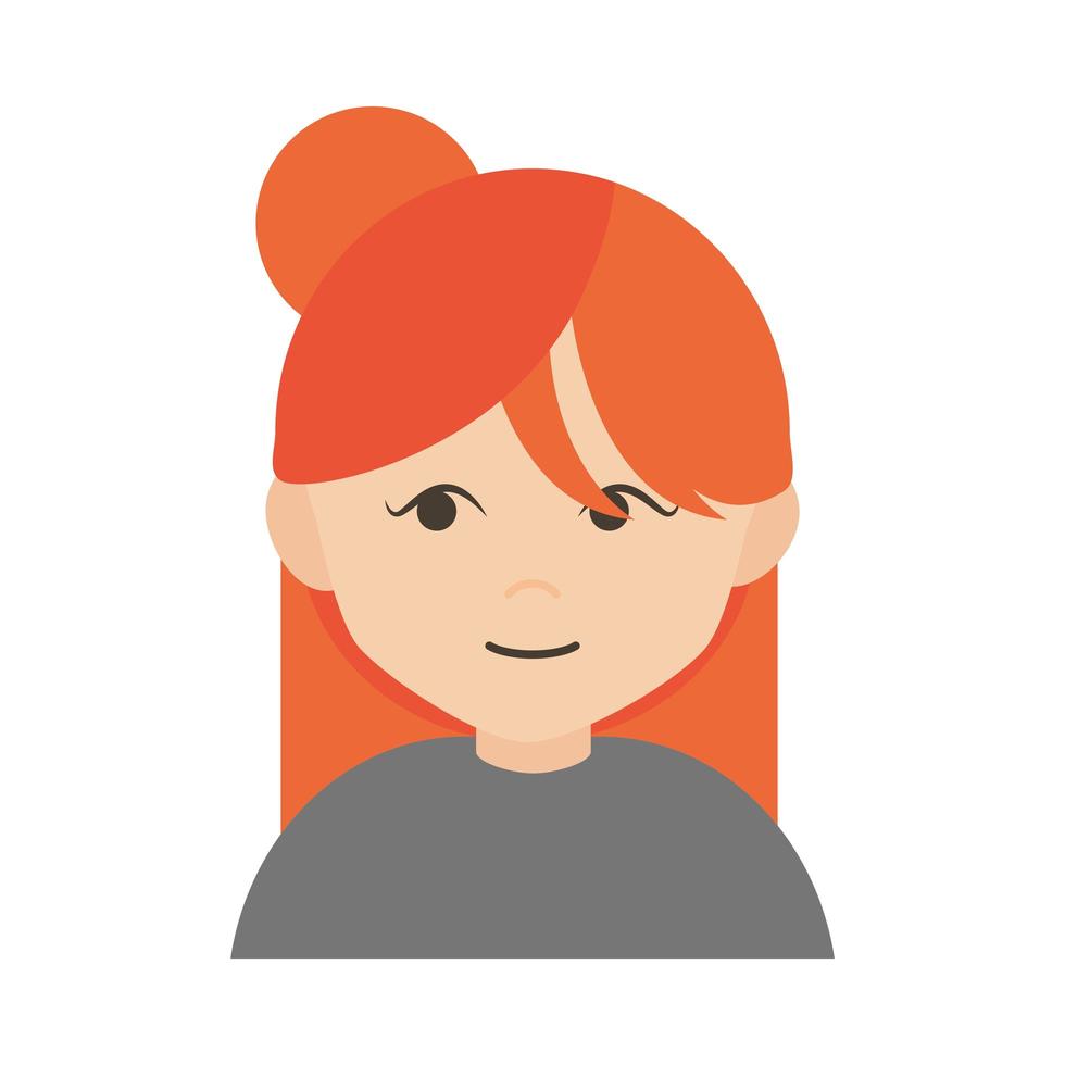 icône plate femme portrait de personnage de dessin animé adolescent vecteur