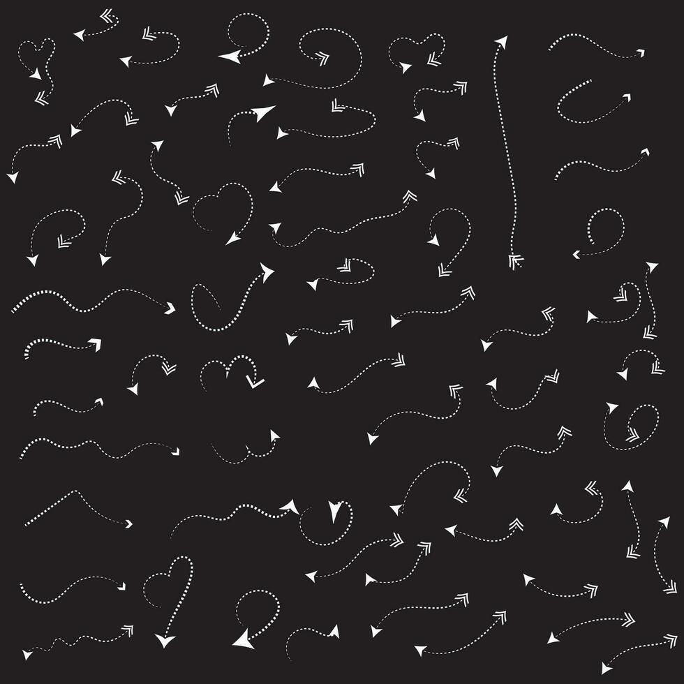 griffonnage La Flèche Icônes ensemble avec spirale, carré, cercle et Triangle directions, formes . blanc Contexte. vecteur illustration.