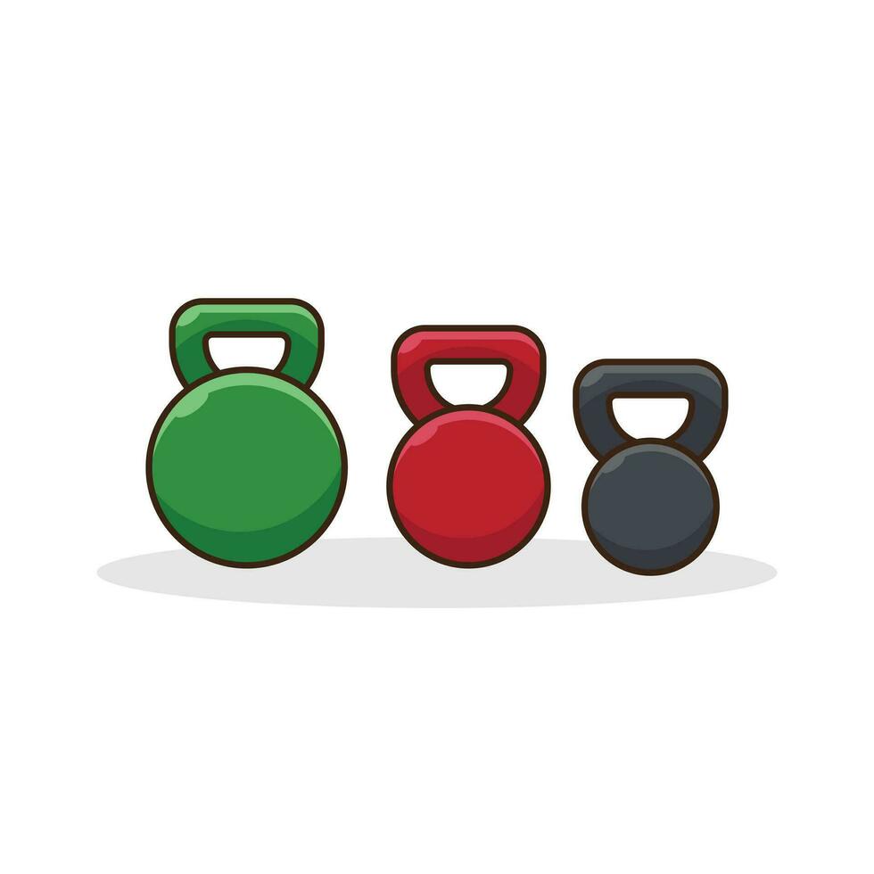 ensemble de Gym kettlebells pour des sports vecteur illustration. dessin animé vecteur illustration de aptitude équipement, plat conception illustration