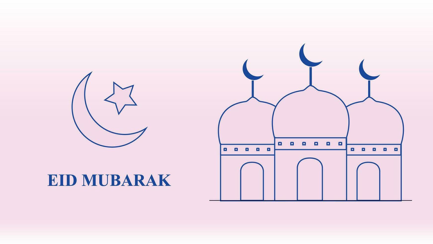 eid mubarak salutations avec croissant lune et étoiles vecteur