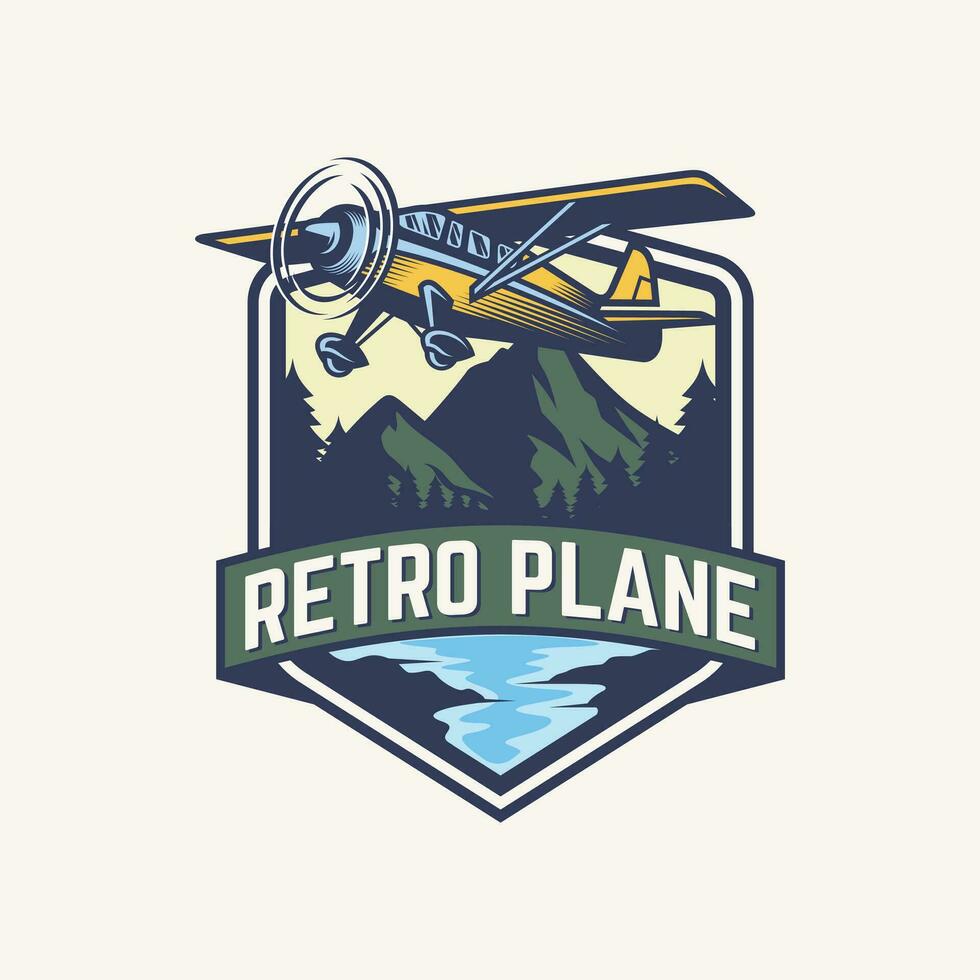 ancien avion logo. rétro grunge avion avec emblème logo. vecteur illustration