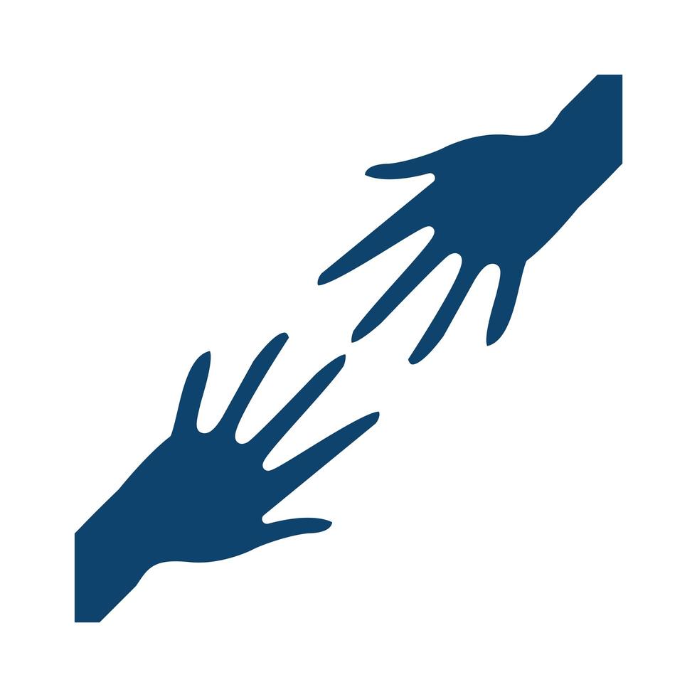 mains, soutien, geste, silhouette, icône vecteur
