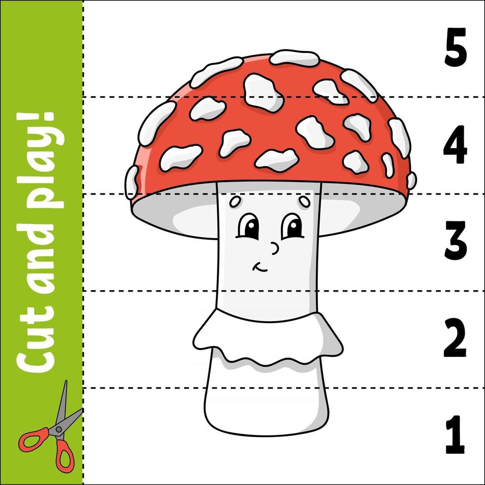 apprendre les nombres 1-5. couper et jouer. feuille de travail sur l'éducation. jeu pour les enfants. page d'activité en couleur. casse-tête pour les enfants. énigme pour le préscolaire. illustration vectorielle. style de bande dessinée. thème d'automne. vecteur