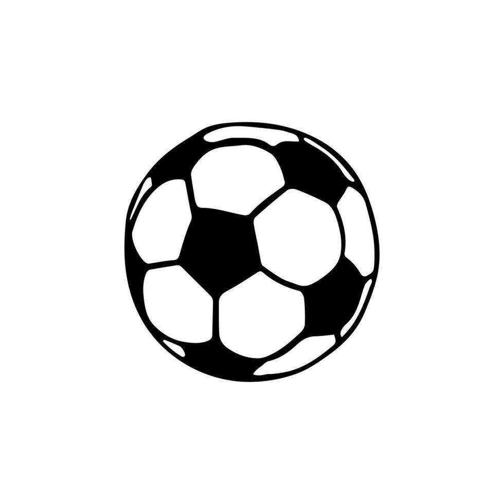 main tiré griffonnage football balle, Football Balle icône. isolé sur blanc Contexte. vecteur