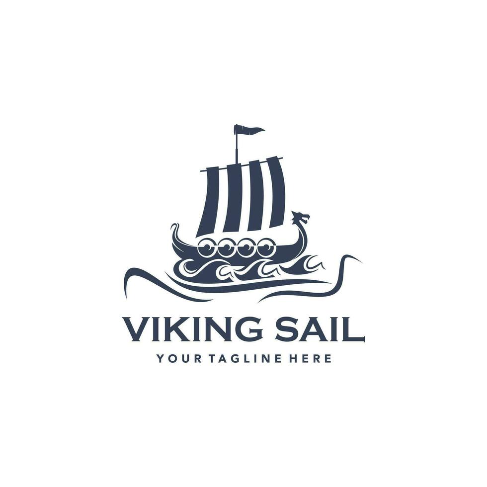 viking longue bateau avec dragon diriger, vecteur illustration, adapté pour votre conception besoin, logo, illustration, animation, etc.