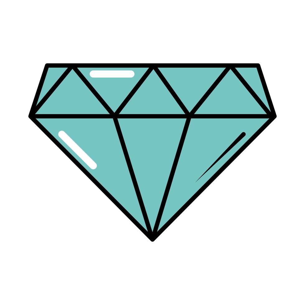 icône plate de style bande dessinée de diamant gemme pop art vecteur