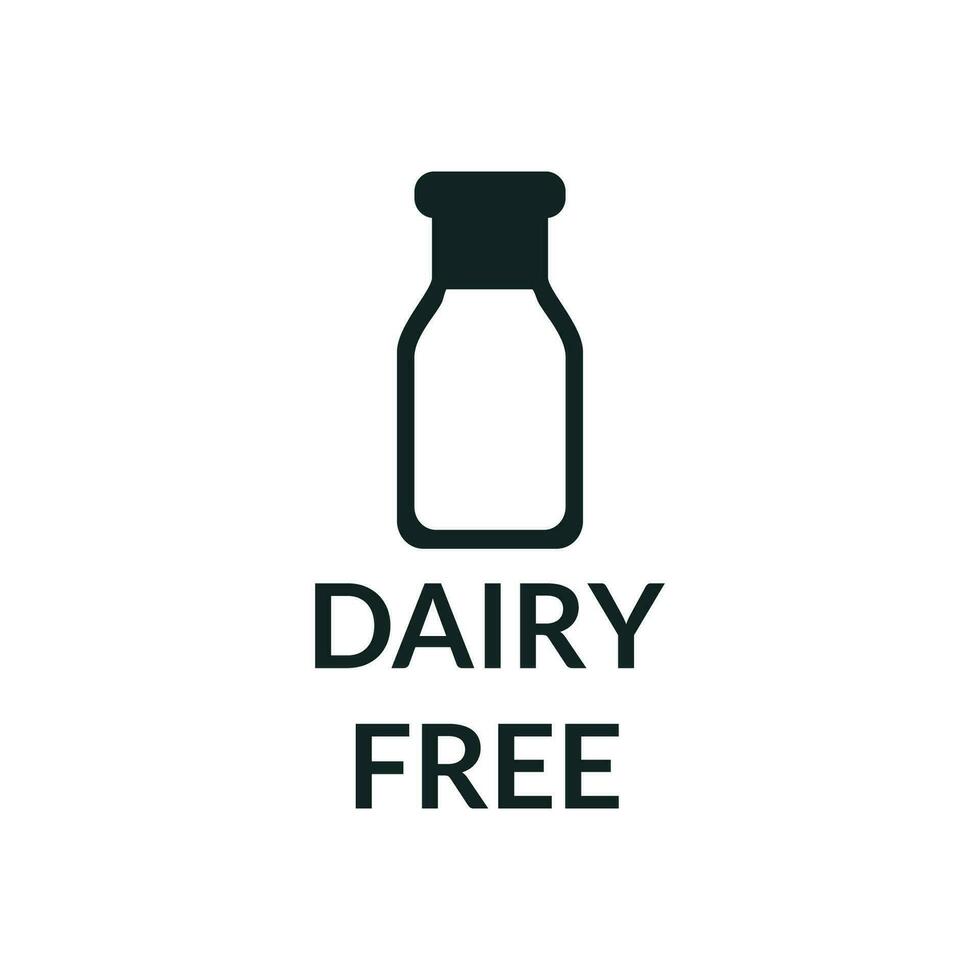 icône Est-ce que ne pas contenir laitier des produits. Lait et lactose gratuit emballage et Étiquettes vecteur