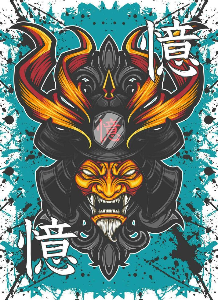 samouraï tête mascotte logo vecteur illustration