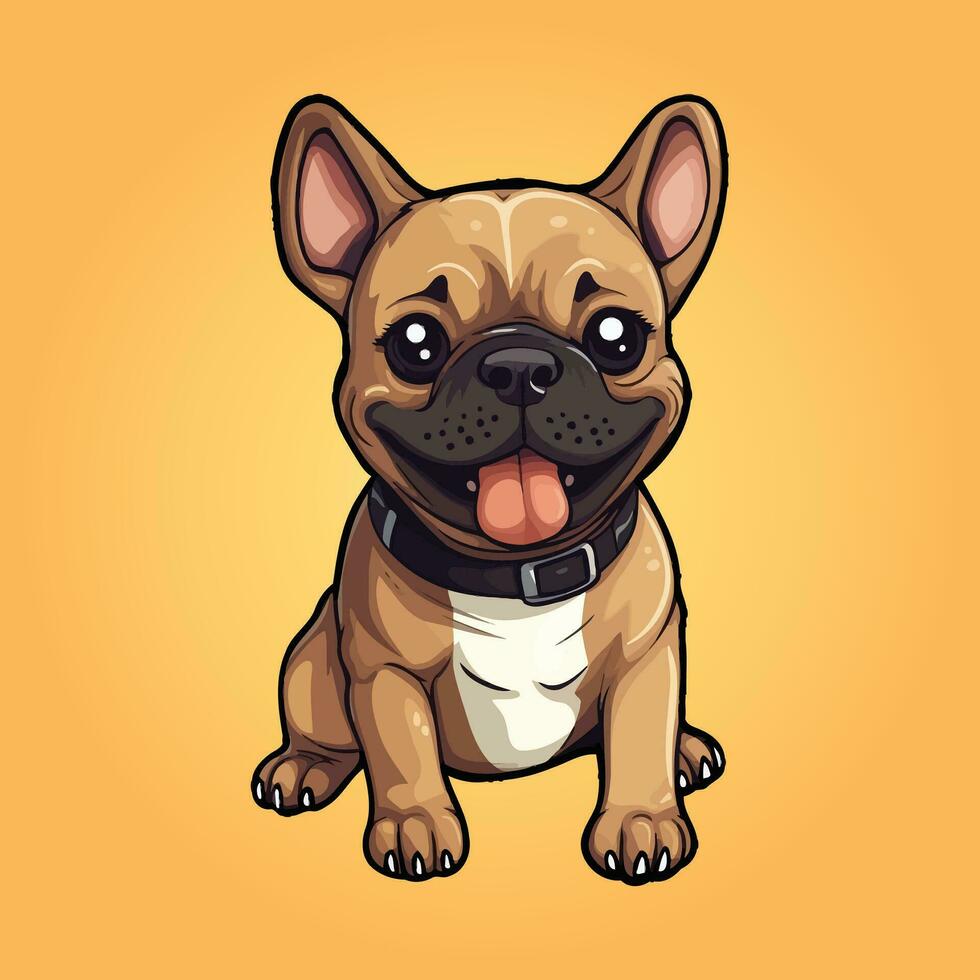 mignonne marron bébé français bouledogue animal de compagnie dessin animé vecteur