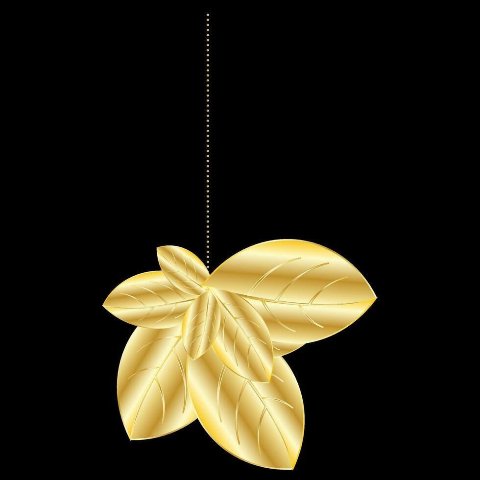 floral feuille décoratif ornemental conception avec branches dans d'or pente prime vecteur art symétrique