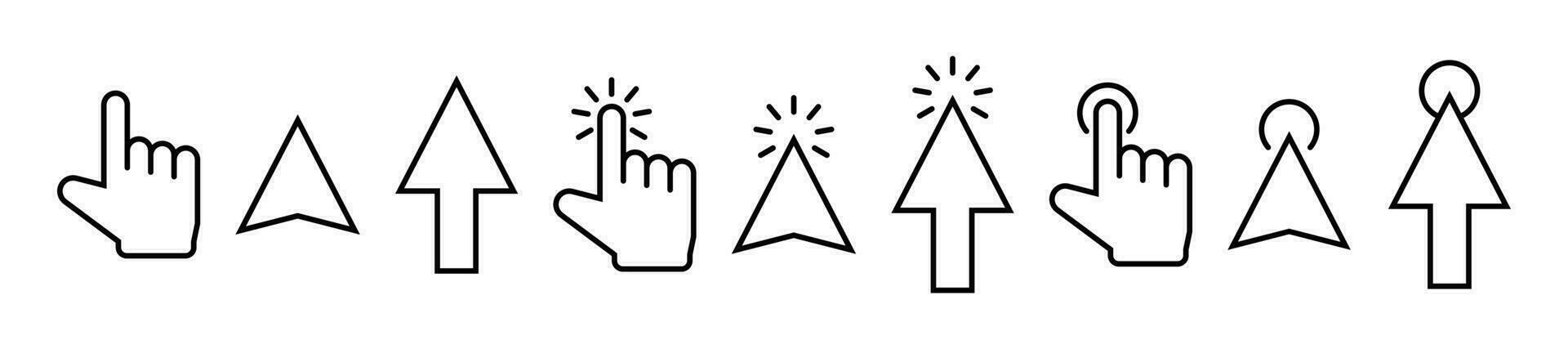 ensemble de La Flèche Souris Cliquez sur le curseur icône vecteur illustration. aiguille Cliquez sur signe et symbole