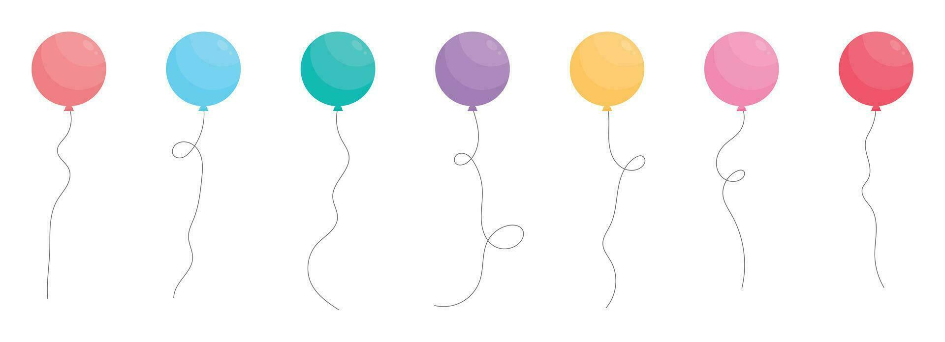 ensemble de coloré fête des ballons lié avec cordes. vecteur illustration dans dessin animé style