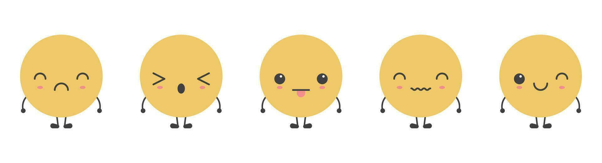 dessin animé emoji visages avec différent ambiance vecteur illustration collection