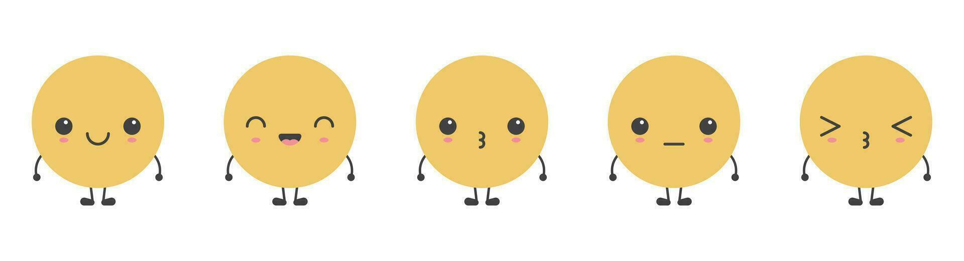 dessin animé emoji visages avec différent ambiance vecteur illustration collection