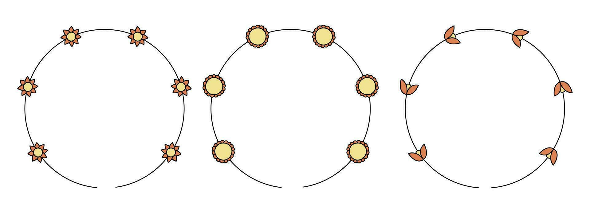 cercle Cadre décoration élément avec fleurs vecteur ensemble