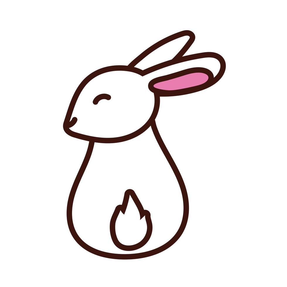 icône de style de ligne et de remplissage de lapin mignon vecteur