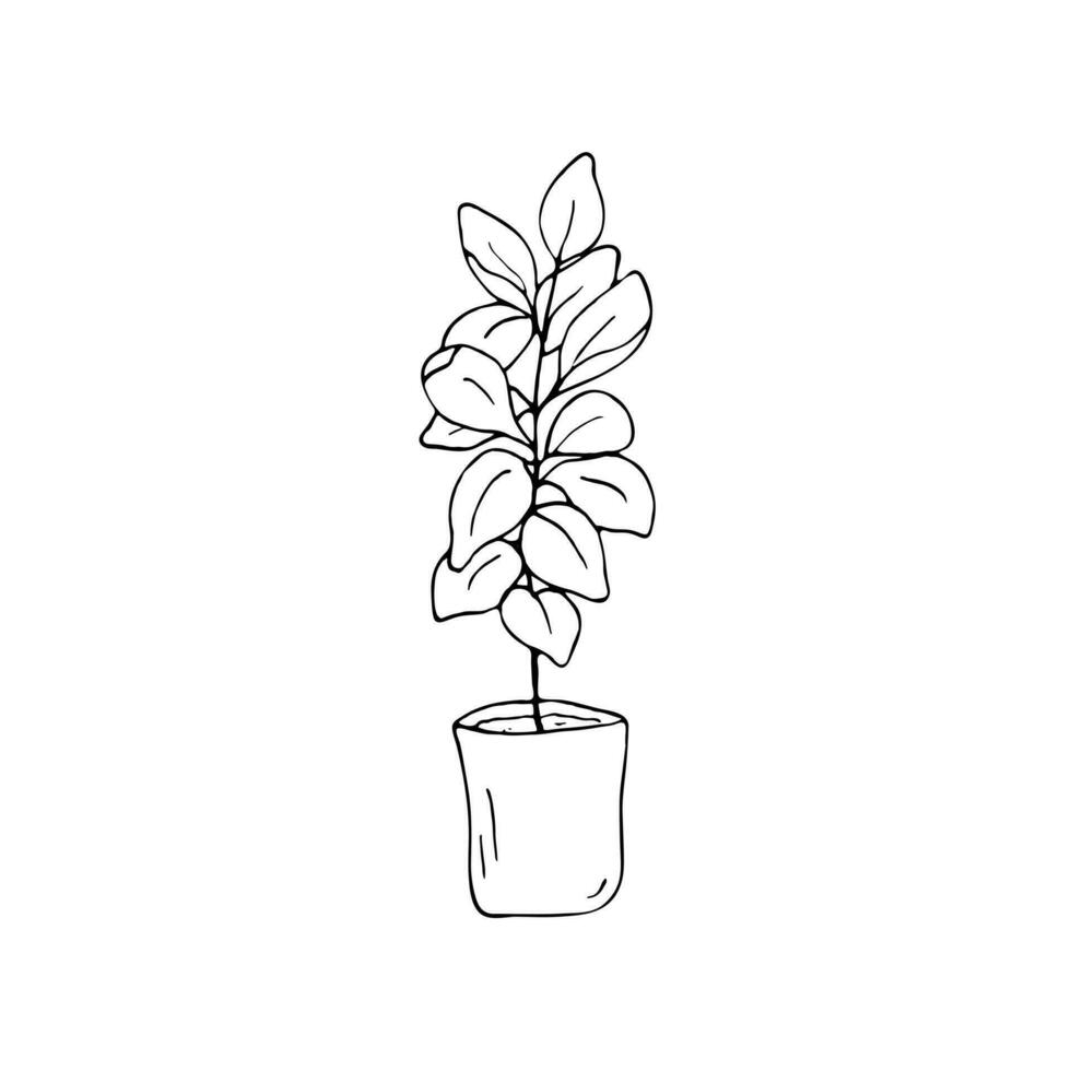 plante d'appartement dans une pot vecteur