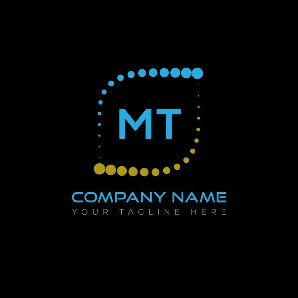 mt lettre logo conception sur noir Contexte. mt Créatif initiales lettre logo concept. mt unique conception. vecteur