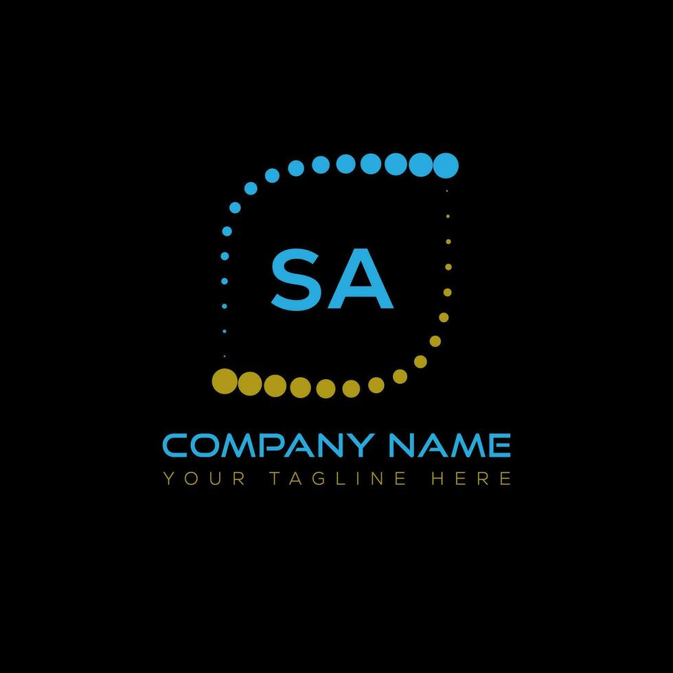 sa lettre logo conception sur noir Contexte. sa Créatif initiales lettre logo concept. sa unique conception. vecteur