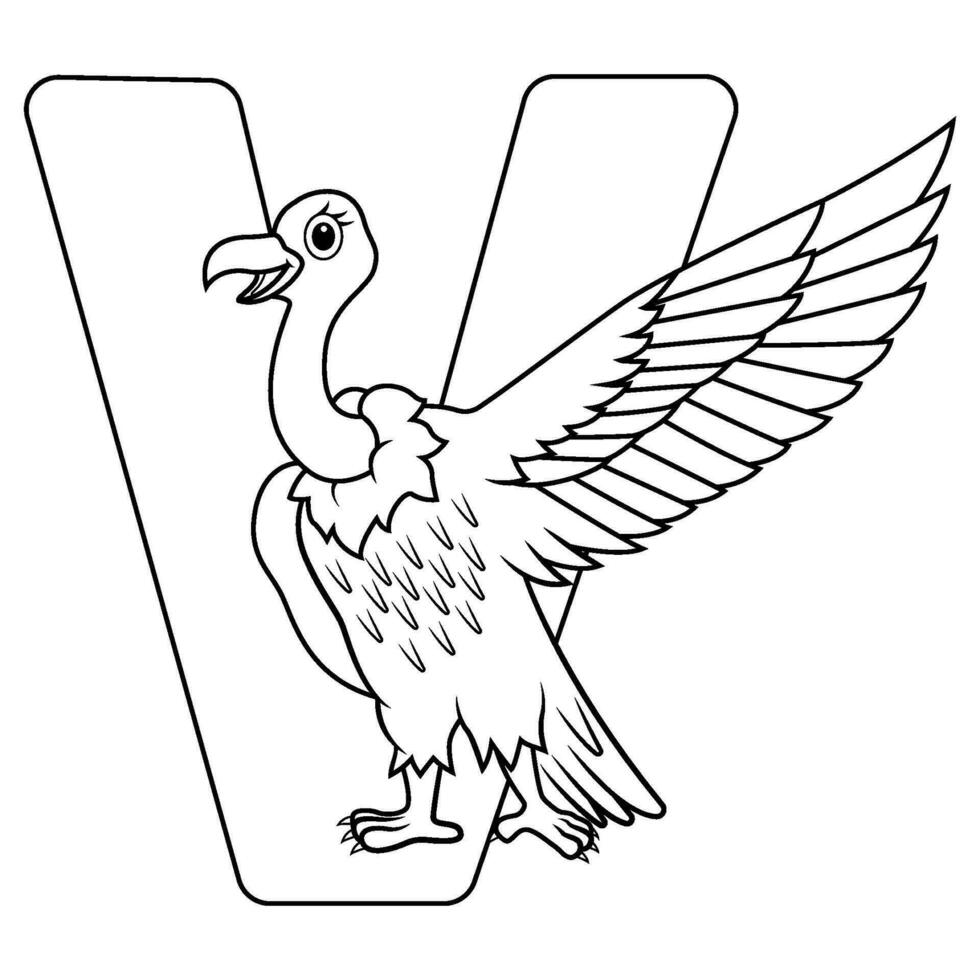 v lettre pour vautour oiseau vecteur