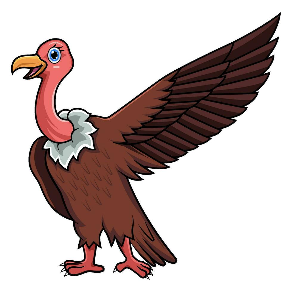 dessin animé vautour agitant ailes vecteur