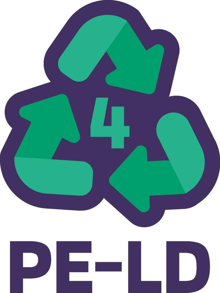 mise en garde marquage recyclage pe-ld industriel code 4 vecteur