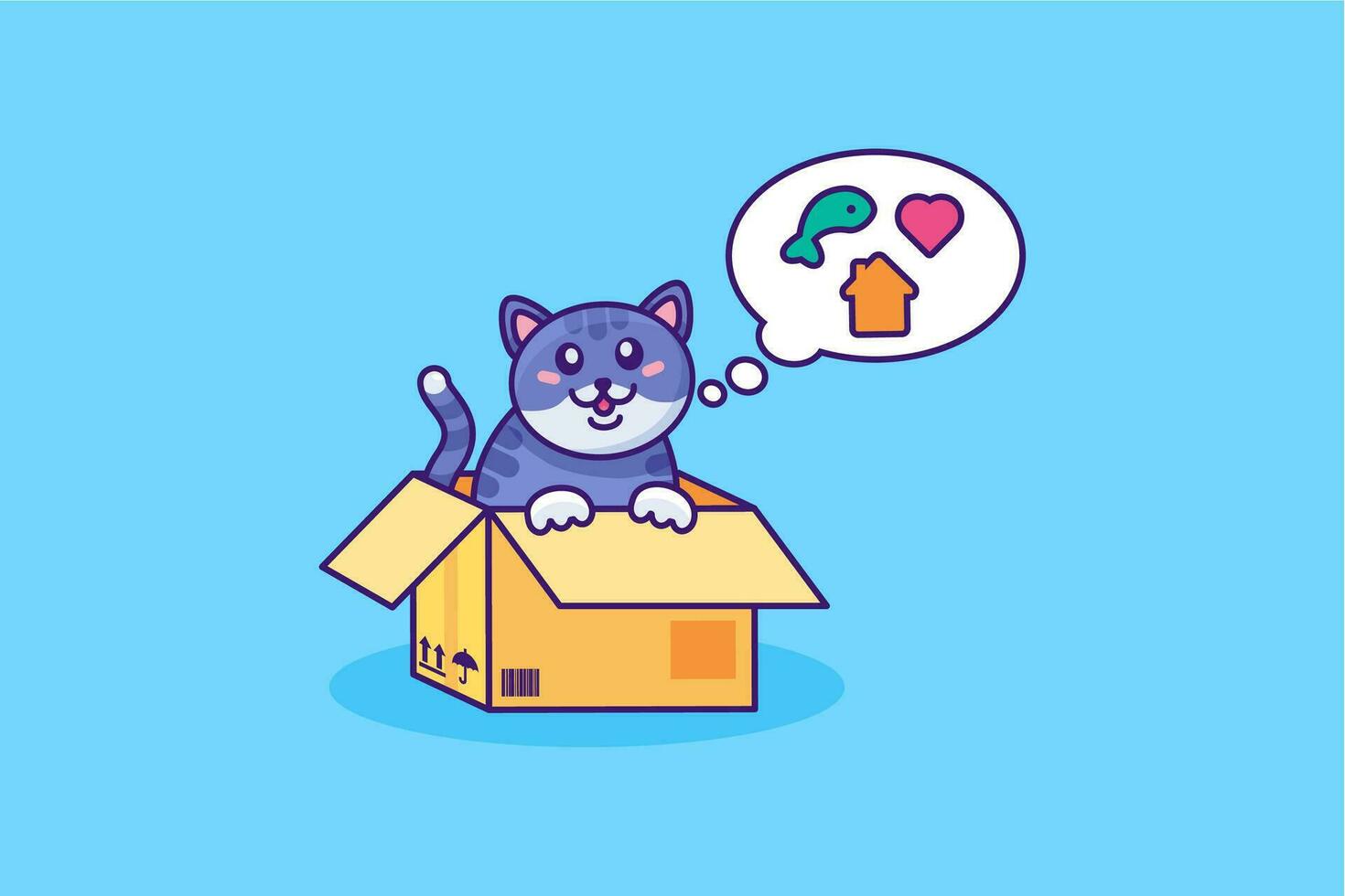 adopter chaton dans papier carton boîte illustration vecteur
