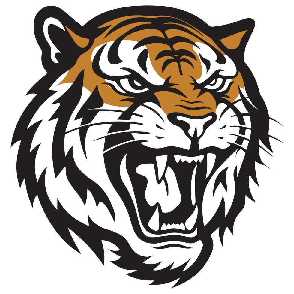 tigre affronter, tigre logo, conception pour emblème vecteur