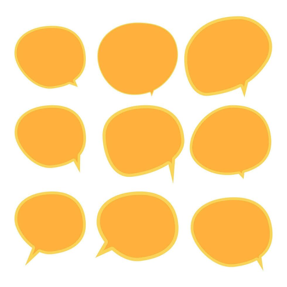 définir des bulles sur fond blanc. boîte de chat ou vecteur de chat carré et message de doodle ou nuage d'icône de communication parlant pour les bandes dessinées et le dialogue de message minimal