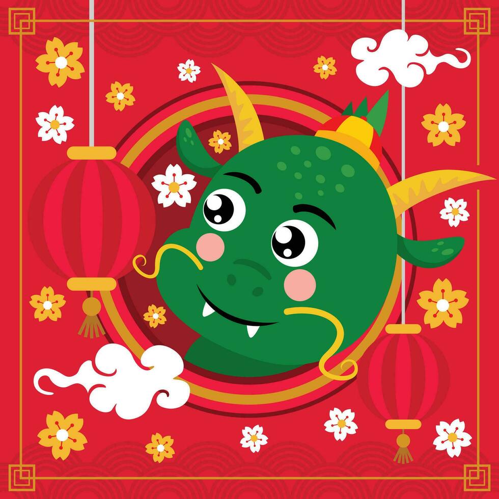 content chinois dragon Nouveau année 2024 salutation carte vecteur