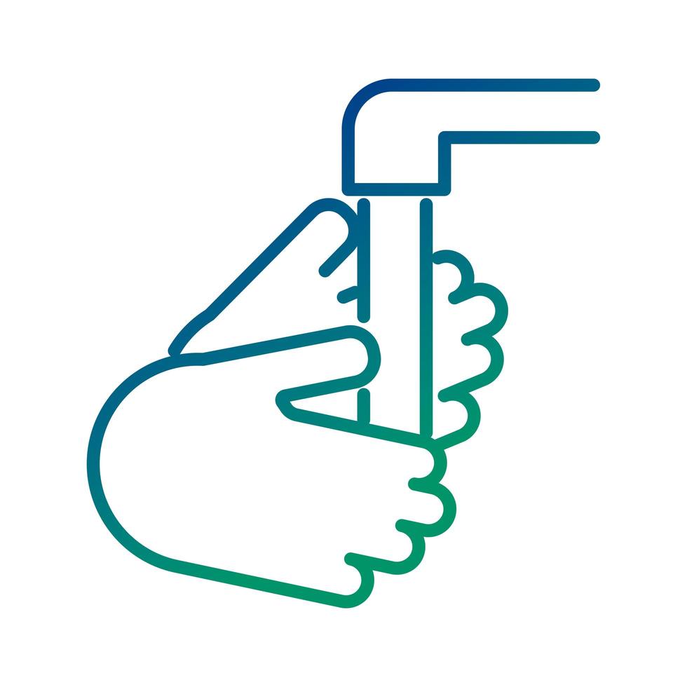 icône de style de ligne de lavage des mains vecteur