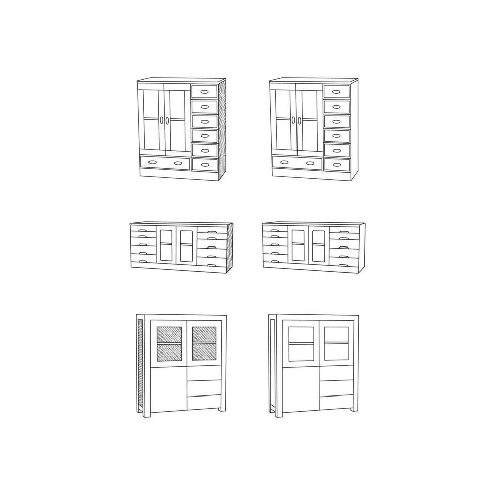 étagère ligne icône ensemble conception modèle, vecteur illustration, graphique conception modifiable pour votre conception