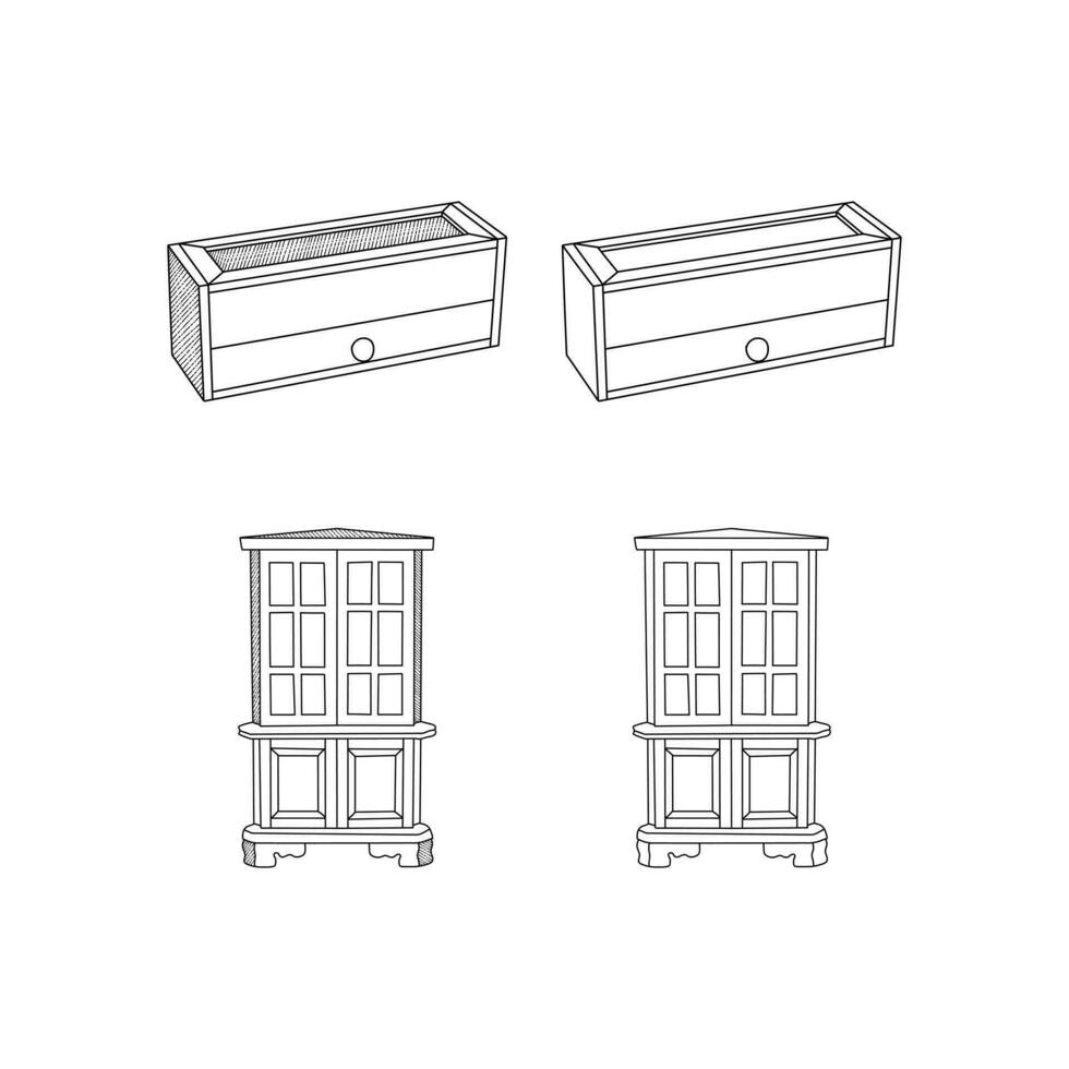 ensemble de placard meubles minimaliste logo, vecteur icône illustration conception modèle