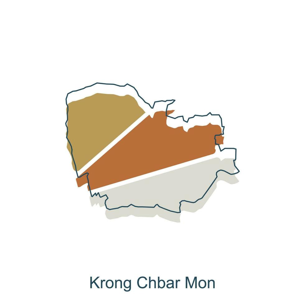 carte de kron chbar lun moderne avec contour illustration conception modèle, Province isolé Cambodge carte vecteur