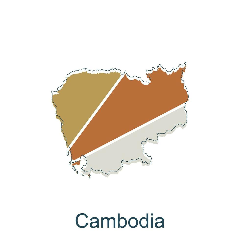 haute détaillé Cambodge carte vecteur illustration sur blanc Contexte