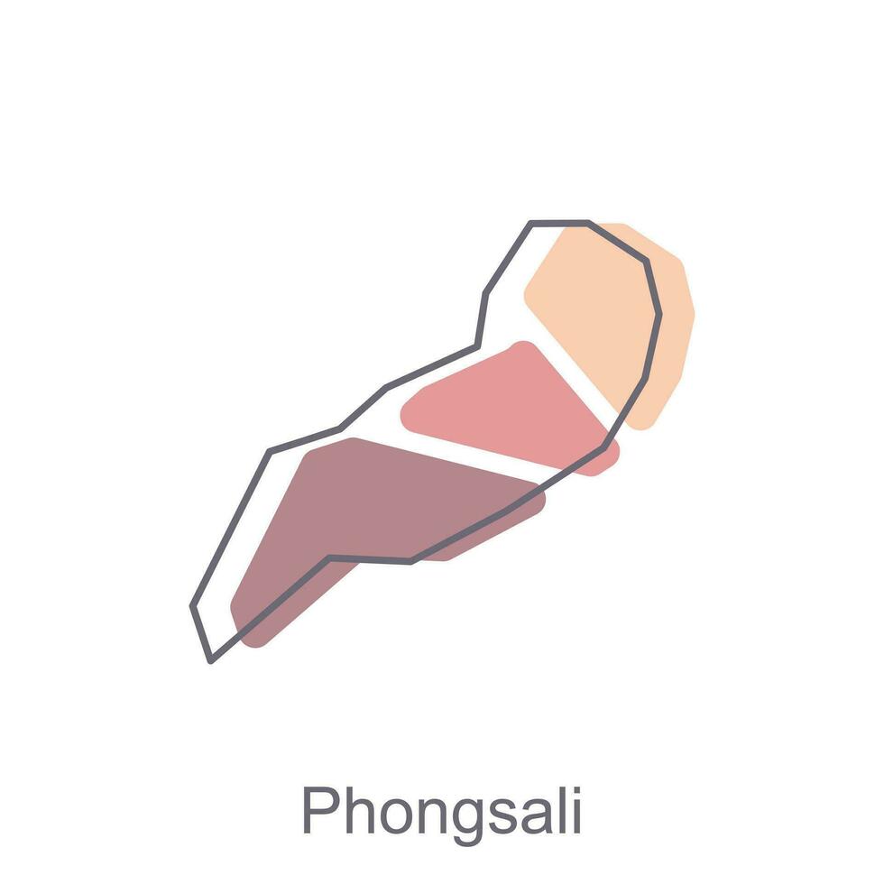 carte de phongsali coloré géométrique avec contour vecteur conception, monde carte pays vecteur illustration modèle