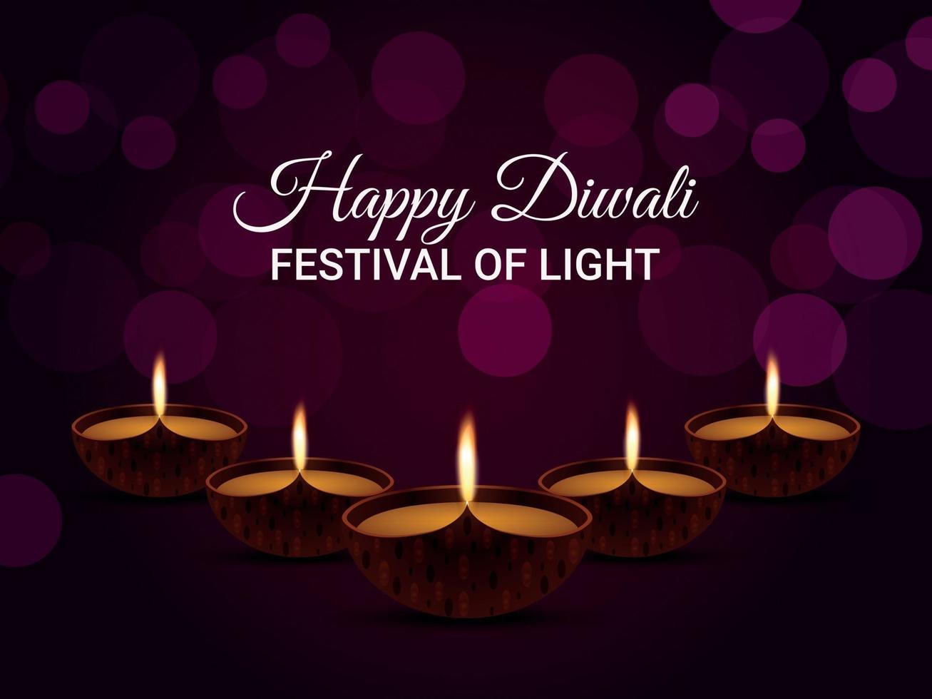 joyeux diwali le festival de la lumière carte de voeux vecteur