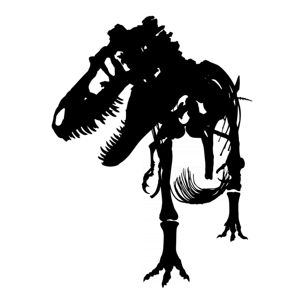 tyrannosaurus rex squelette silhouette vecteur vue de face