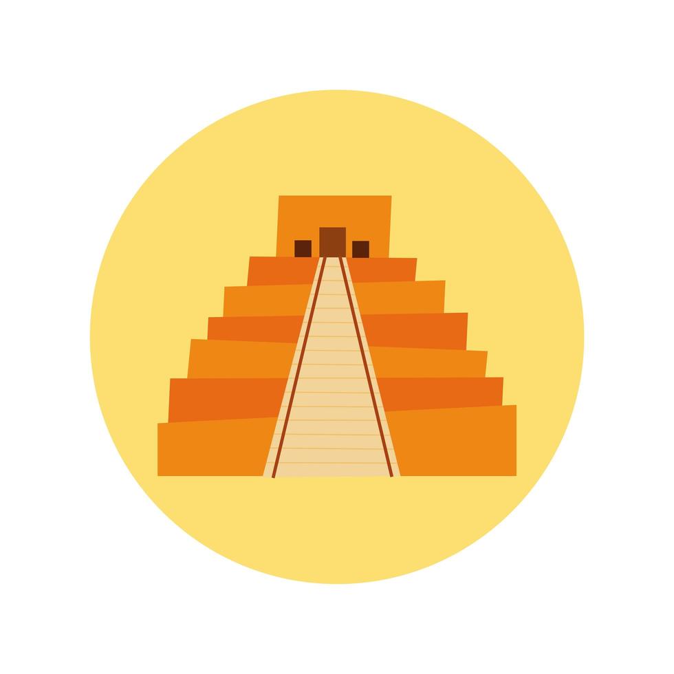 bloc de culture pyramide mexicaine et icône de style plat vecteur