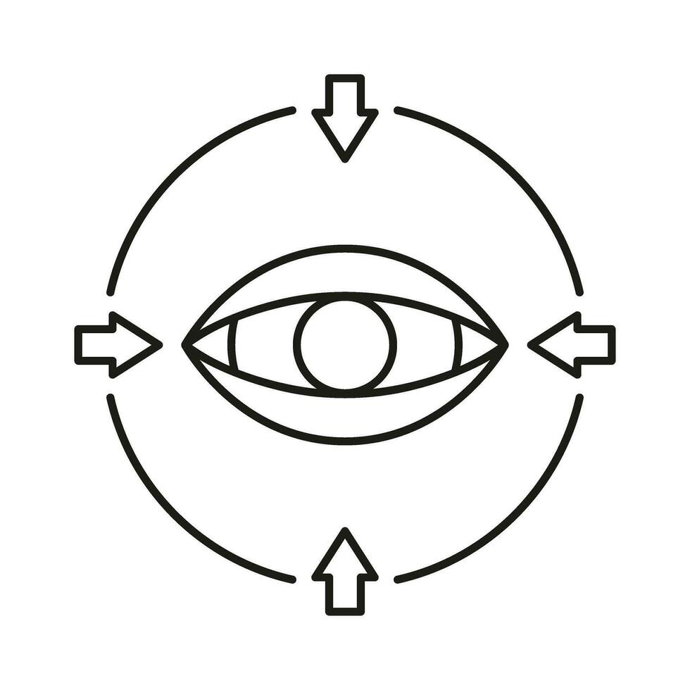 concept œil en ligne base de données ordinateur La technologie icône, éloigné Les données stockage, protéger information contour plat vecteur illustration, isolé sur blanche.